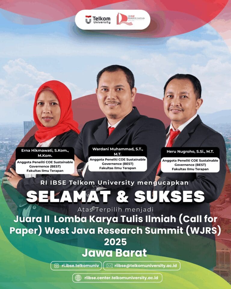 Telkom University researchers from CoE BEST receiving 2nd place award at West Java Research Summit 2025
